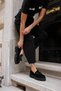 Gray Women's Black Real Suede Tassel Eva Sole Loafer Shoes - 6