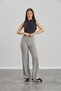 Women's Smoked Knitted Wide Leg piped High Waist Soft Textured Elastic Waist Stretch Fabric Pants - 6