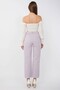 Women's Basic Cut-Off Jean Trousers Lilac High Waist Pipe Leg - 3