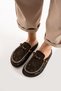 Rustica Women's Genuine Leather Laceless Daily Comfortable Brown Slippers - 5
