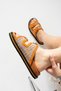 Klein Women's Straw Knitted Double Buckle Orange House Slippers - 6