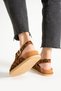 Safari Women's Genuine Leather Buckle Leopard Pattern Coconate Sandals - 6