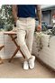 Basic Tek Düğmeli Jogger Pantolon bej - 5