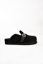 Mufy Women's Furry Single Buckle Warm Black Indoor Slippers - 7