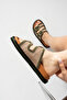 Klein Women's Straw Knitted Double Buckle Khaki Green House Slippers - 5