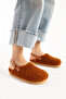 Moshe Women's Fur-Lined Single Buckle Winter Cinnamon Sandals-Looking Slippers - 2