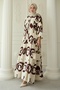 Large Chain Patterned Tan Dress - 6
