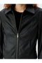 Short Faux Leather Jacket with Zipper Pocket - 5