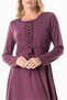 Long Sleeve Cross Tie Detail Autumn and Winter Lace Asymmetric Cut Long Wool Viscose Dress - 3