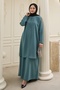 Pearl Detailed Mint Green Abaya - 3