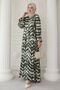Tie Dye Patterned Viscose Khaki Dress - 6
