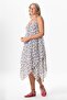 Strappy Voile Aphrodite Midi Length Summer Dress Violet White 6242 - 5