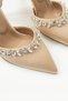 Eni Cream Satin Stone Stripe Detail Women's Heeled Shoes - 5