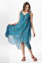 Strappy Voile Aphrodite Midi Length Summer Dress Ivy Turquoise 6221 - 6