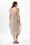 Strappy Voile Aphrodite Midi Length Summer Dress Violet Cream 6238 - 2
