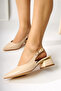 Nadiya Beige Crocodile Belted Heeled Women's Shoes - 3