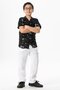 Short Sleeve Sile Cloth Printed Children's Summer Shirt Black Syh - 5
