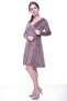 Women's Velvet Brown Double-Breasted Collared Flared Dress 2C-6043 - 5