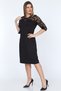 Women's Large Size Black Midi Length Heart Collar Dress 12A-2311