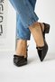 Sevy Black Patent Leather Buckle Detailed Short Heeled Women's Shoes - 6