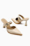 Yim Beige Buckle Front Covered Heeled Women's Shoes - 7
