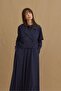Double-Breasted Jacket Dress Suit Navy Blue - 3