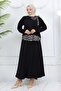 Ribbon Detailed Leopard Patterned Suit Black 4804 - 5