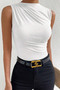 Women's Ecru Gathered Sleeveless Sandy Knitted Blouse - 4