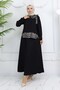 Ribbon Detailed Leopard Patterned Suit Black 4804 - 4