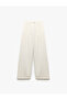 Regular Fit Pile Detailed High Waist Palazzo Trousers - 3