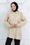 Ruffle Detailed Self Patterned Shirt Stone Color 2235 - 5