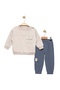 Baby Boy Pocketed Blue Tracksuit and Stone Sweatshirt Set - Baby Clothing - 2