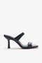 Valira Black Genuine Leather Women's Heeled Slippers
