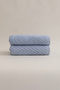 Ivory Blue Embossed Textured Micro Fiber 100% Cotton 2-Piece Hand Face Towel Set 50 X 90 - 50 X 90 1124A - 2