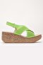 Women's Genuine Leather Cross Strap Velcro Sandals - Pistachio Green - 3