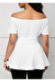 Women's Short Sleeve Madonna Collar Side Tie Imported Crepe Blouse - 3