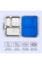 Eazy Kids 3 Compartment Bento Steel Lunch Box with Stainless Steel 530ml Water Bottle - Blue - 5
