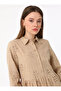 Embroidered Fabric Hijab Dress - Sand Beige - Benin - 2