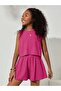 Girl's Fuchsia Burlap Fabric Bottom-Top Set
