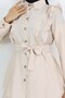 Ruffle Detailed Belted Double Suit Stone Color 4781 - 3
