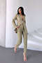 Women's Double Set Stone Detailed Pipe Leg Blazer Jacket Pants Set - 4