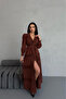 Women Brown Lace Detailed Dress Nbemp2677 - 4