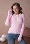 Women's Polo Neck Buttoned Ribbed Premium Quality Knitwear Sweater - 2