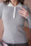 Women's Polo Neck Buttoned Ribbed Premium Quality Knitwear Sweater - 6