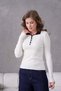 Women's Polo Neck Buttoned Ribbed Premium Quality Knitwear Sweater - 2