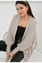 Women's Beige Knitted Patterned Casual Cardigan - 3