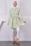 Mint Green Judge Collar Striped Poplin Tunic - 3