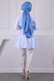 White Blue Judge Collar Striped Poplin Tunic - 4