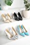 Perla Model Women's Silver Pointed Toe Stiletto Heeled Shoes - 7