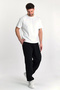 Men's Baggy Adjustable Leg 3 Thread Rastered Loose Cut Stopper Leg Black Sweatpants Rf0463 - 6
